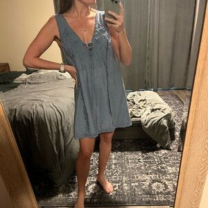 Zara tie-front mini shift dress with beading and embroidery embellishments